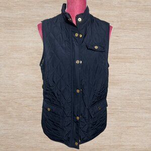Preppy Navy Blue Quilted Vest Women’s Size Medium Outerwear Leopard